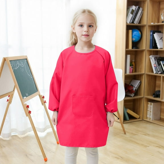 Kid Art Smock Apron with Pocket for Children Artist Painting Aprons Smocks with Long Sleeve Camisole Graphic Tees for Toddlers Girl Shirts 4t Light Shirt Kids Top Runaways Long Tee Shirt Cat and Tops