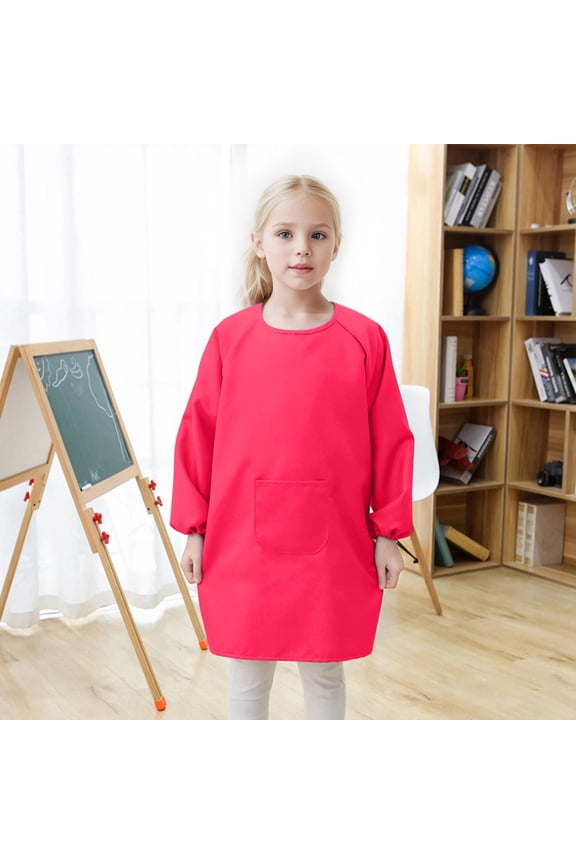 Kid Art Smock Apron with Pocket for Children Artist Painting Aprons Smocks with Long Sleeve Camisole Graphic Tees for Toddlers Girl Shirts 4t Light Shirt Kids Top Runaways Long Tee Shirt Cat and Tops
