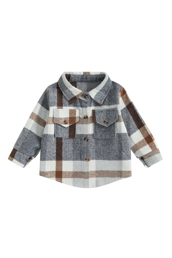 Kid Baby Boy Girl Cotton Plaid Shirt Jacket 6M 12M 18M 24M 3Y 4Y Infant Toddler Coat Winter Spring Autumn Warm Thick Outwear Baby Clothes