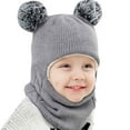 thumbnail image 1 of Kid Baby Boy Girl Hooded scarf Caps Hat Winter Warm Knit Cap Scarf Pregnancy Scrapbook Baby Booties 3-6 Months, 1 of 3
