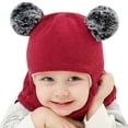 thumbnail image 1 of Kid Baby Winter Warm Hat Scarf Hooded Knit Cap for Boys Girls Toddler Cold Weather Accessory, 1 of 3