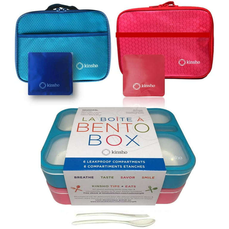 Bento Lunch Boxes with Bags Ice Packs | Bento-Box Insulated Bag Ice Cold  Pack Set of Two for Kids Adults | Value Container Set for School Kid  Lunches