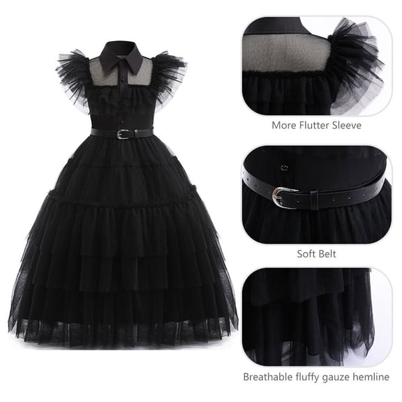 Kid Black Tulle Dress Girls School Dance Party Costume
