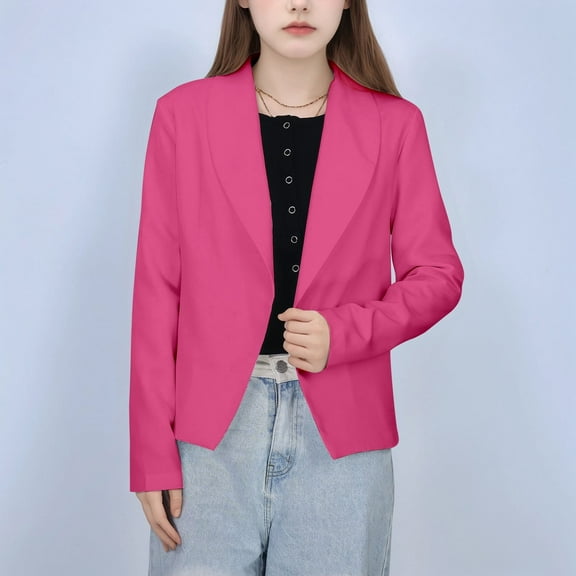 Kid Blazer for Kids Long Sleeve Lapel Suit Open Front Girls Pink Blazer with Pocket Girls Spring Jacket for Toddler Girls 6-7 Years Formal&nbsp;Outfits