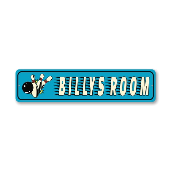 Kid Bowling Room Aluminum Metal Decor Sign - 4x18 inches