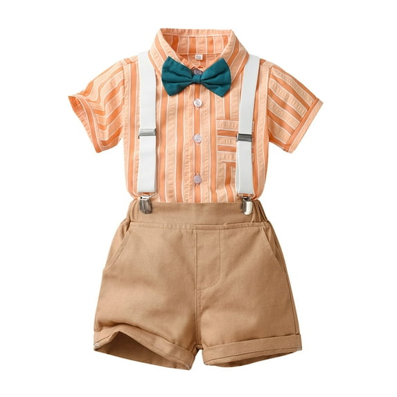 Kid Boy Dress Suit Clothes Sets Formal Dress Shirt Suspenders Pants Baby Boy First Birthday Outfit Suit for Boys 5-6 Years