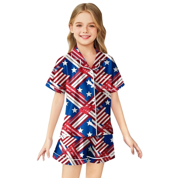 Kid Boy Pajama Set Star Button Down Tops Set Pajamas Sleepwear Outfits Silk Christmas Pajamas 4-5 Years