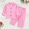 thumbnail image 1 of Kid Boy Pajamas Set Solid Button Down Sleepwear Set Kids Pajamas Nightgown Girls Pajama Sets Size 5-6 Years, 1 of 7