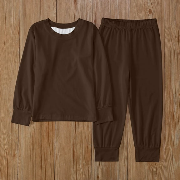 Kid Boy Pajamas Set Solid Crewneck Pullover Top Toddler Nightgown Summer Boys Pjs Size 4-5 Years