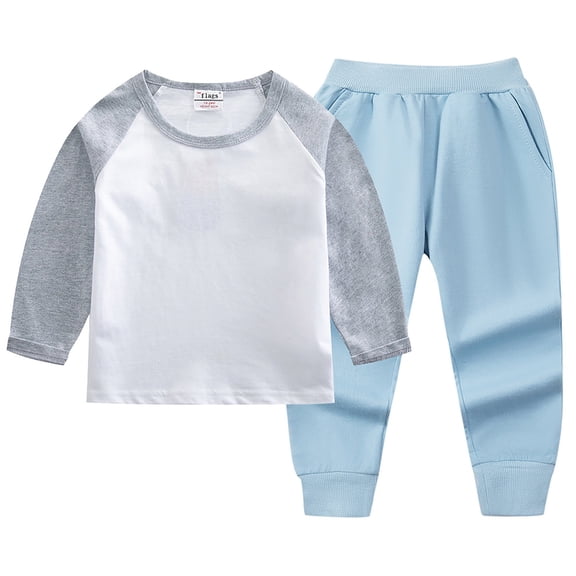 Kid Boy Pajamas Set Splice Pullover Crewneck Soft Spring Fall Clothes Boy Pajamas Size 6-7 Years