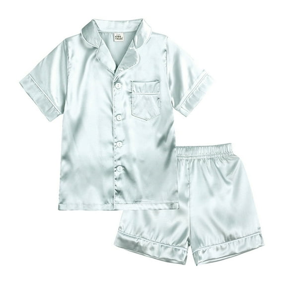 Kid Boy Satin Pajamas Kids Button Down Solid Tops T Shirt Shorts Girls Pajamas Silk Pajamas for Girls 3-4 Years