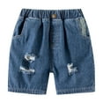 thumbnail image 1 of Kid Boy Shorts Jean Boys Summer Elastic Waist Shorts with Pockets Toddler Casual Loose Fit Short Pants (Blue 2 Years), 1 of 6