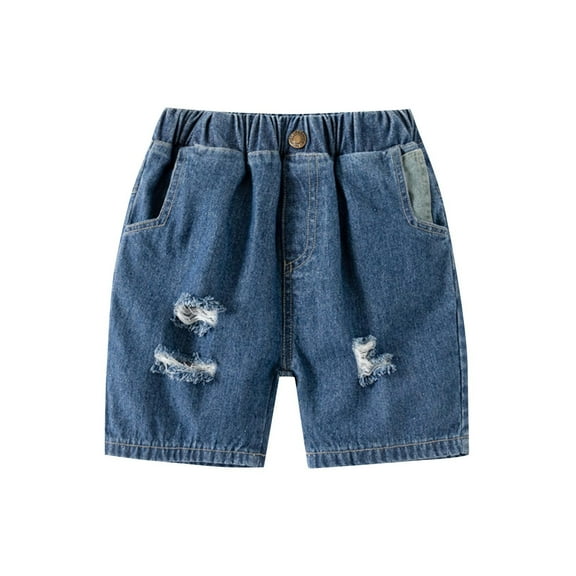 Kid Boy Shorts Jean Boys Summer Elastic Waist Shorts with Pockets Toddler Casual Loose Fit Short Pants (Blue 5 Years)