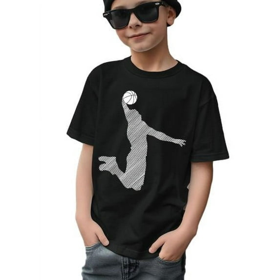 Kid Boy's Summer Tops Basketball Player Print Comfy Regular Fit Casual T-shirts With Short Sleeve Size 7-15