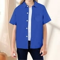 thumbnail image 1 of Kid Boys' Button Down Shirts Boys Formal Outfit Boys Blue Dress Shirt Button Up Shirt 100 Days Of School Shirts 5-6 YearsFormal Outfits, 1 of 5