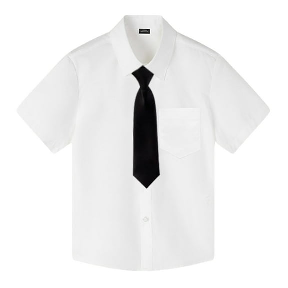 Kid Boys Button Down Shirts White Short Sleeve Shirt Dress Shirt Boys Formal Shirt Boys Suit Size