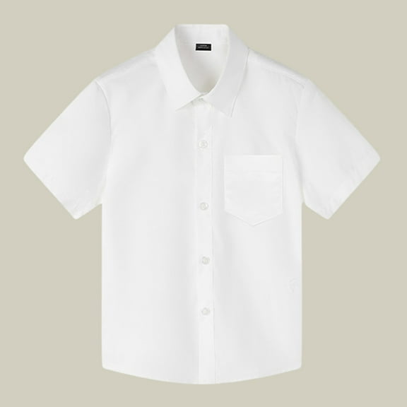 Kid Boys Button Down Shirts White Uniform Shirts for Boys Formal Shirt School Shirt for Toddler Boy