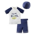 thumbnail image 1 of Kid Boys Chic Animals Printed One-Piece Rash Guard with Sun Hat 2pcs Swimsuit Pool Beach Bathing Suit (Cool Boy, 6), 1 of 5
