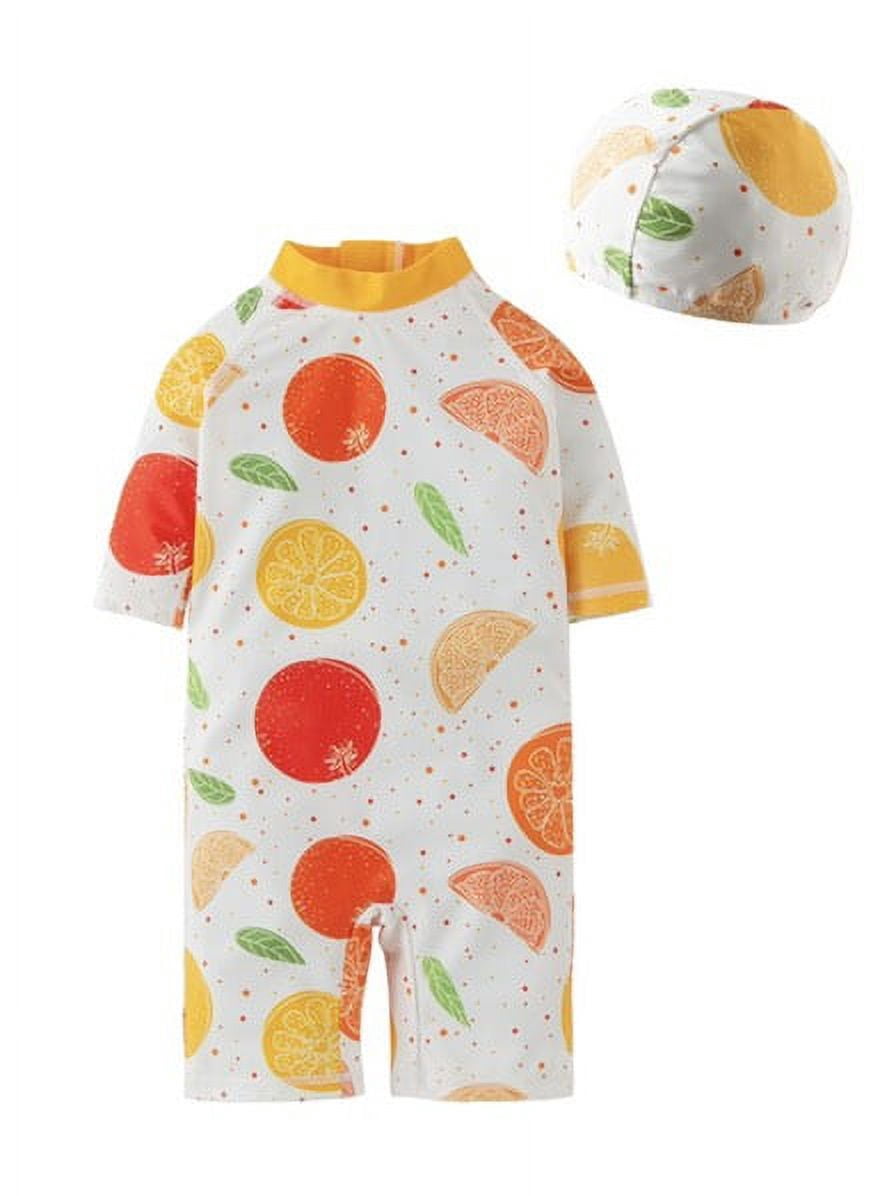 Kid Boys Chic Animals Printed One-Piece Rash Guard with Sun Hat 2pcs ...