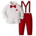 thumbnail image 1 of Kid Boys Gentleman Wedding Outfit Collared Dress Shirt Suspenders Pants Formal Clothes Sets Toddler Clothes for Boys 4-5 Years, 1 of 8