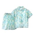 thumbnail image 1 of Kid Boys Girl Clothes Shorts Set 2 Piece Outfits Summer Casual Short Sleeve Top and Shorts Set for Girls 4-7 Green 8-9 Years, 1 of 7