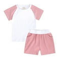 thumbnail image 1 of Kid Boys Girls 2 Piece Outfit Summer Short Sleeve Tops and Elastic Waist Wide Leg Shorts Set Cute Clothing, 1 of 6