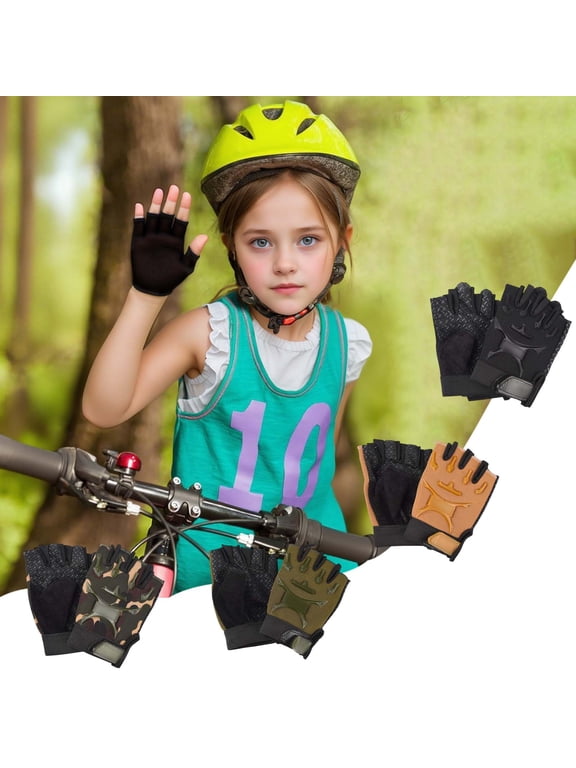 Kid-Boys-Girls-Fingerless-Cycling-Gloves Non- Climbing Glove Outdoor