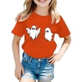thumbnail image 1 of Kid Boys Girls Halloween Shirts Cute Ghost Friends Themed T-Shirt Crew Neck Short Sleeve Fall Outfits (A10-Orange 3-4 Years), 1 of 3