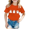 thumbnail image 1 of Kid Boys Girls Halloween Shirts Cute Ghost Friends Themed T-Shirt Crew Neck Short Sleeve Fall Outfits (A7-Orange 1-2 Years), 1 of 3