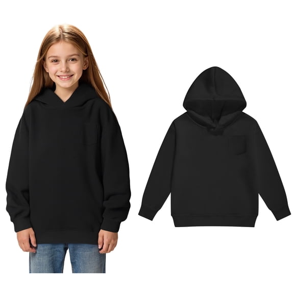 Kid Boys Hoodie Kids Black Hooded Long Sleeve Pullover Tops Fall Clothes Toddler Girls Clothes 2-3 Years