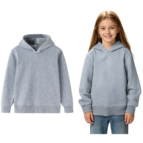 Kid Boys Hoodies Grey Hoodies Long Sleeve Hooded Sweatshirt Top Winter Clothes Toddler Clothes for Girls 6-7 Years
