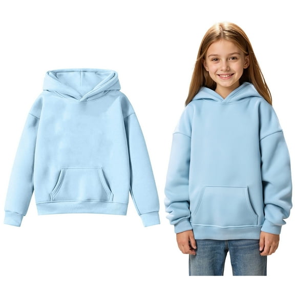 Kid Boys Hoodies Kids Light Blue Hooded Long Sleeve Lightweight Pullover Tops Loose Sweatshirt Fall Clothes Toddler Boy Clothes 3-4 Years