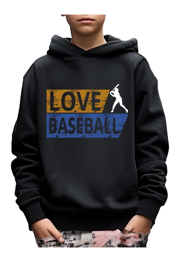 Kid Boys Hoodies LOVE BASEBALL Letter Print Long Sleeve Pullver Sweatshirt Casual Tops