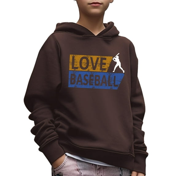 Kid Boys Hoodies LOVE BASEBALL Letter Print Long Sleeve Pullver Sweatshirt Casual Tops