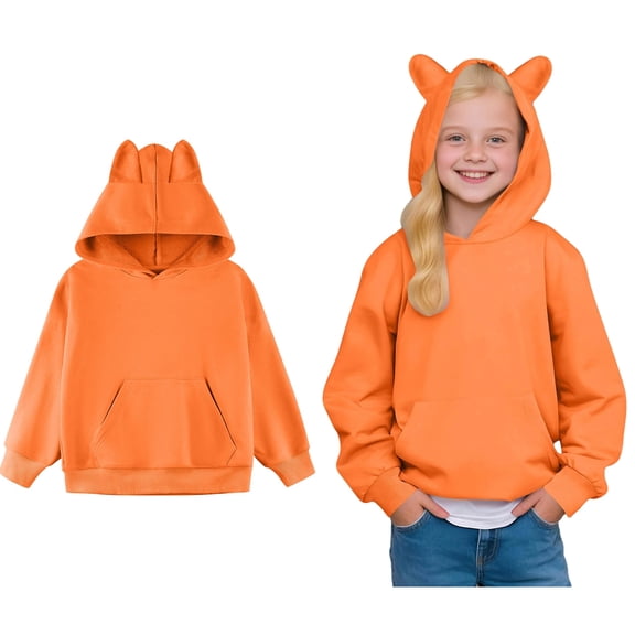 Kid Boys Hoodies Orange Hoodie Casual Long Sleeve Hoodies Fall Clothes Little Girl Clothes 5-6 Years
