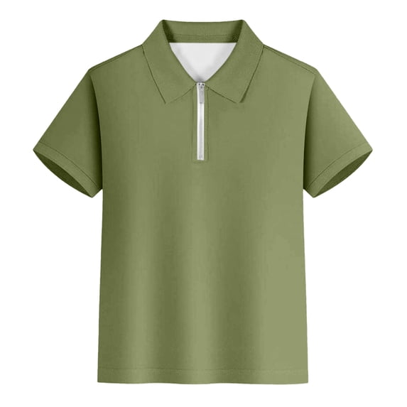 Kid Boys' Polo Shirt Army Green Shirt for Boys Rugby Shirt with Short Sleeves Boys Clothes Size 9-10 Years