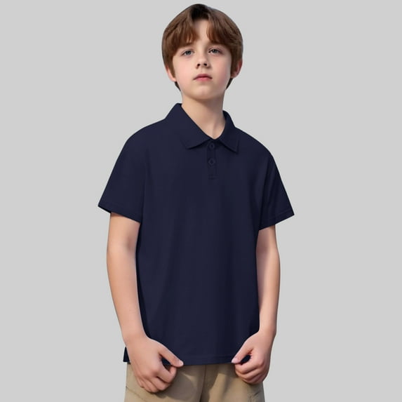 Kid Boys Polo Shirts Dark Blue Collar Shirt Tee Tops Clothes Short Sleeve Polo Shirts Boys Shirts Size 10-11 Years