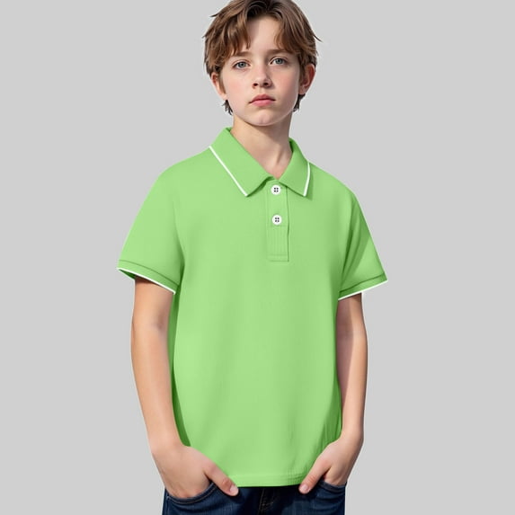 Kid Boys' Polo Shirt Green Polo Shirt Kids Collar Shirts Boys Kids Short Sleeve Shirts Shirts for Boys 9-10 Years