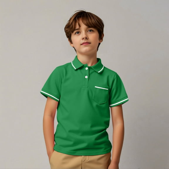 Kid Boys Polo Shirt Green Shirt Boys Rugby Shirt Short Sleeve Polo Shirts Boys Polo Shirts Size 9-10 Years