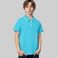 thumbnail image 1 of Kid Boys Polo Shirt Light Blue Polo Shirt Casual Blouse Tops Pullover with Short Sleeves Boys Polo Shirts Size 9-10 Years, 1 of 3