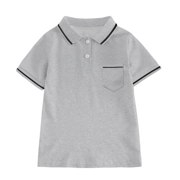 Kid Boys' Polo Shirt Light Gray Shirt for Boys Summer Polo Shirt Short Sleeve Polo Shirts Boys Shirts Size 9-10 Years