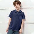 thumbnail image 1 of Kid Boys Polo Shirt Navy Tshirt Boys Button Up Shirt Boys Short Sleeve Polo Boys Shirts Size 11-12 Years, 1 of 3