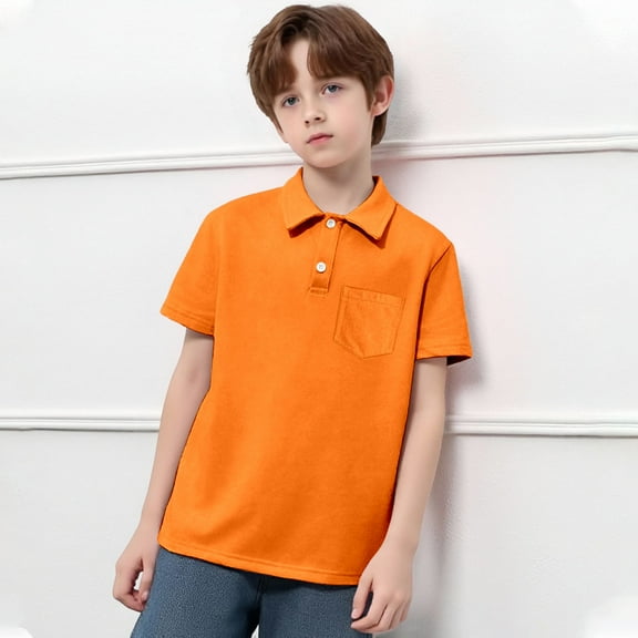 Kid Boys' Polo Shirts Orange Polo Shirt Boys Summer Polo Shirt Short Sleeve Polo Boys Boys Clothes Size 9-10 Years