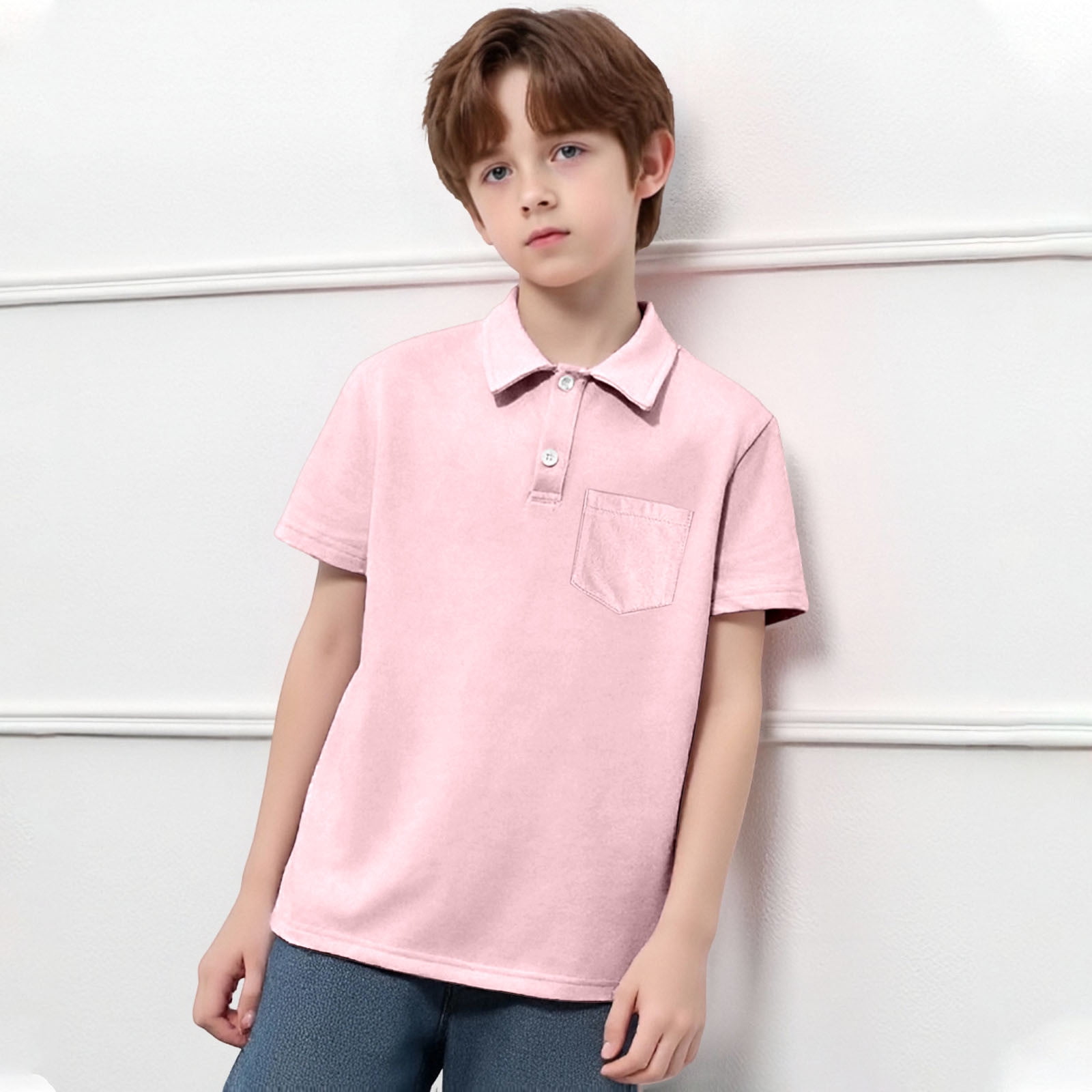 Teen Boys' Polo Shirt White School Uniform Shirts Button Up Shirt