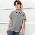 thumbnail image 1 of Kid Boys Polo Shirts Grey Polo Shirt Rugby Button Down Shirt Boy Short Sleeve Shirt Boys Shirts Size 9-10 Years, 1 of 3