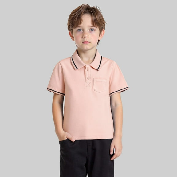 Kid Boys' Polo Shirt Pink Shirt Boys Kids Collar Shirts Boys Short Sleeve Polo Shirts Shirts for Boys 8-9 Years