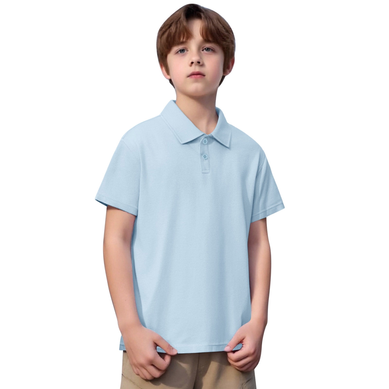 Teen Boys' Polo Shirt White Collar Shirt Rugby Shirts Short Sleeve