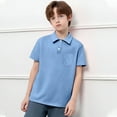 thumbnail image 1 of Kid Boys Polo Shirts Sky Blue Uniform Shirts for Boys Fashion Shirts Boy Short Sleeve Shirt Boys Clothes Size 9-10 Years, 1 of 3