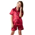 thumbnail image 1 of Kid Boys Satin Pajamas Kids Button Down Sleepwear With Kids Pajamas Nightgown Girl Pajamas Size 5-6 Years, 1 of 9