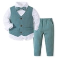 thumbnail image 1 of Kid Boys Semi Formal Outfit Formal Dress Shirt Vest Baby Baptism Dress Toddler Boy Dress Clothes 3-4 Years, 1 of 8